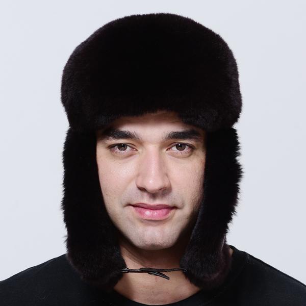 Winter Bomber Hat Men Ushanka Thick Warm Russia Rabbit Fur Trapper Ear Hat