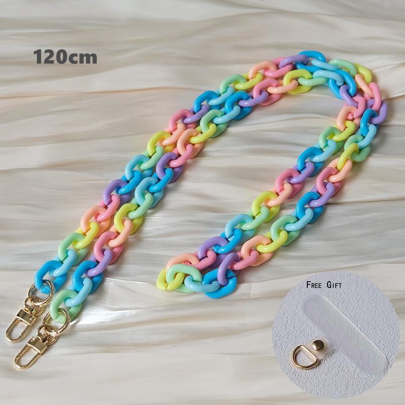 New Phone Accessory Cellphone Part Chain Anti Lost Universal Candy Rainbow Shoulder Neck Crossbody Phone Strap Case Holder Chain