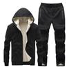 2024 Men's Lambswool Thickened Hoodie and Sweatpants Set for Autumn/Winter