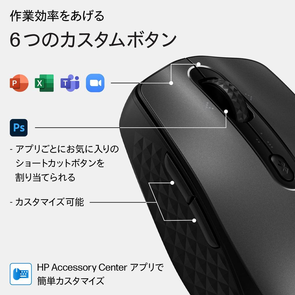 HP Wireless Mouse 690 Bluetooth Rechargeable Mouse with Qi Wireless Charging and Up To 4 Months of Battery Life USB-C Charging,