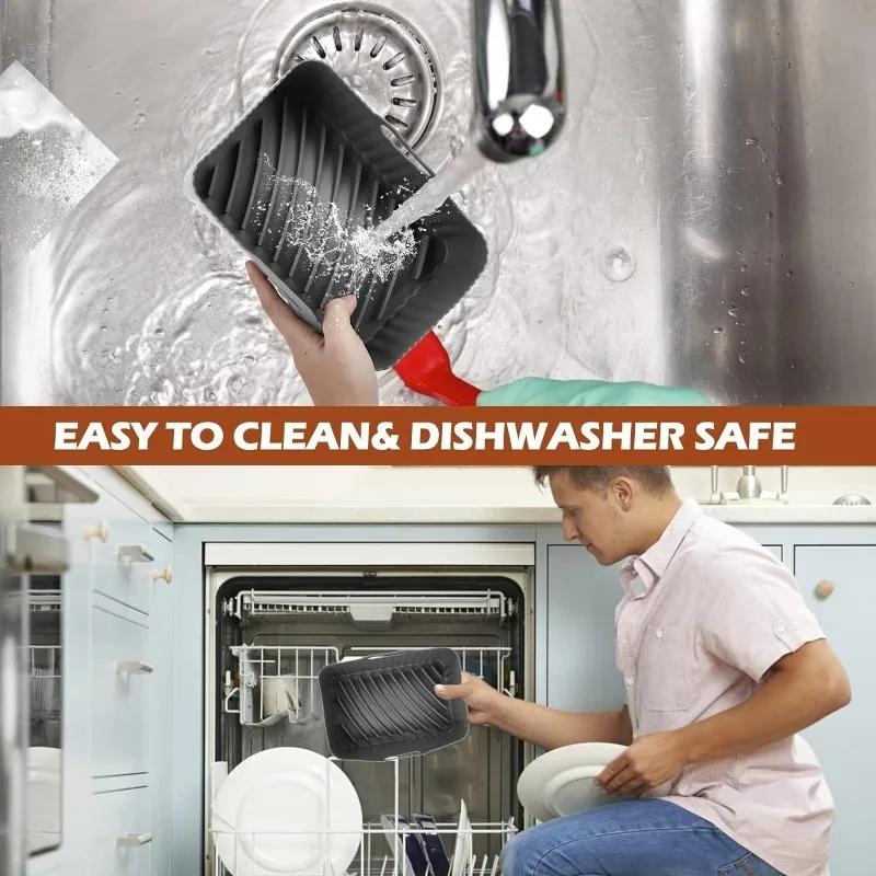 Black Silicone Air Fryers Oven Baking Tray Rectangular Replacement Kitchen Grill Pan Airfryer Kitchen Fried Chicken Basket Mat