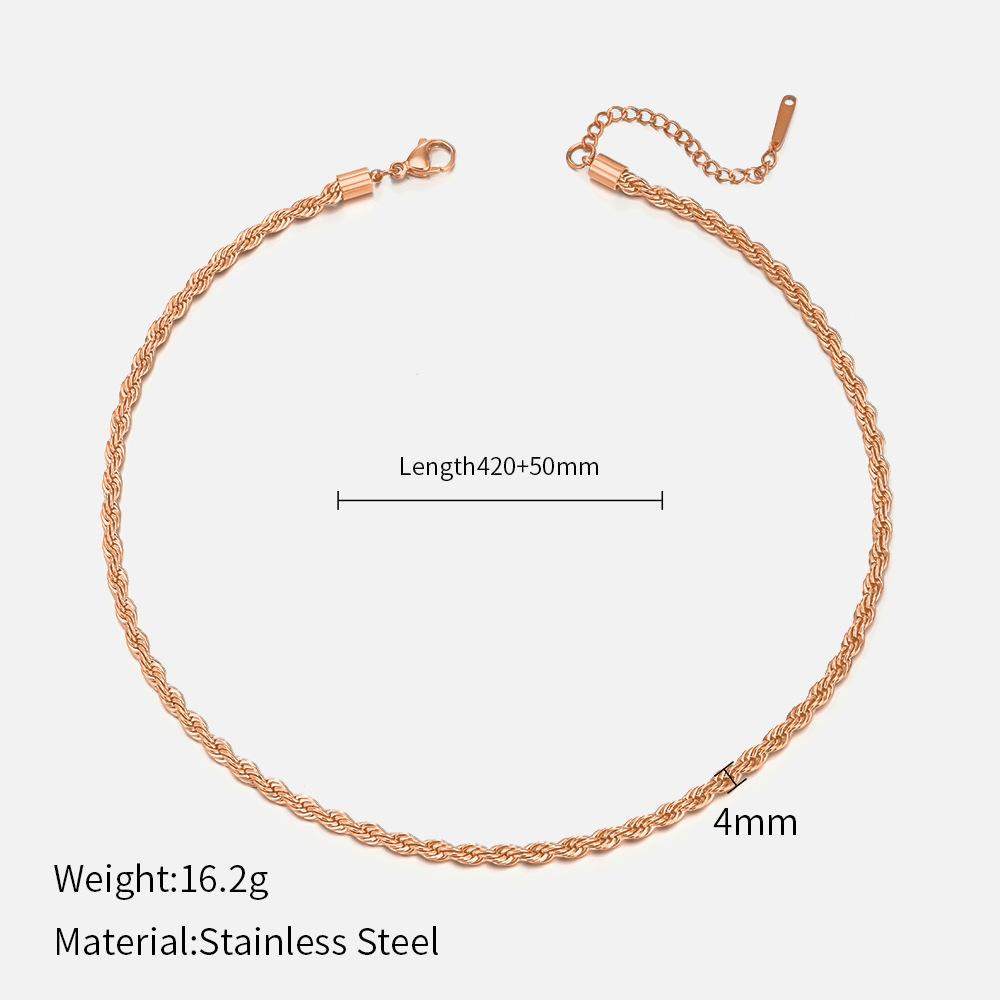 European and American fashion new 1mm/1mm twist chain necklace women, simple stainless steel necklace neck chain jewelry