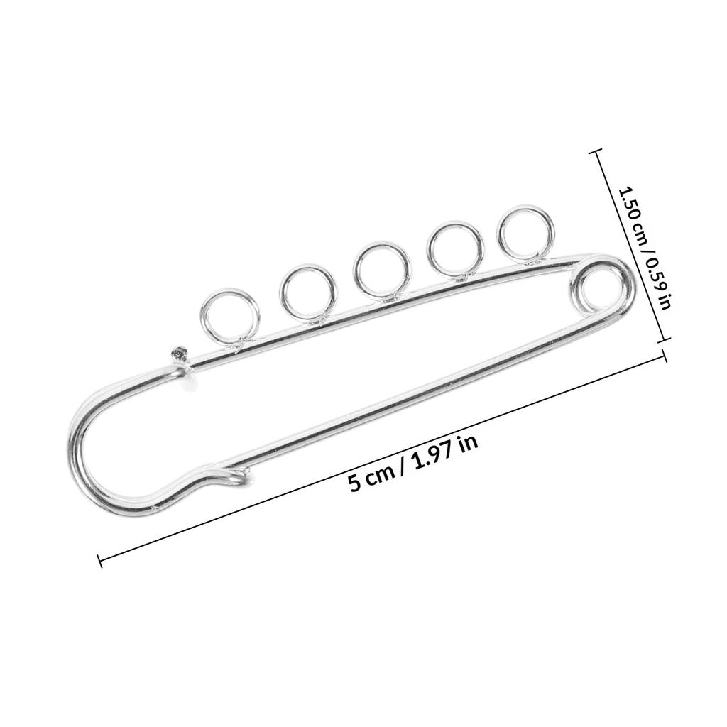 10Pcs Alloy Safety Pins with Holes DIY Brooch Base Pins for Clothing Fixing Craft Projects Jewelry Making Tassels Beads
