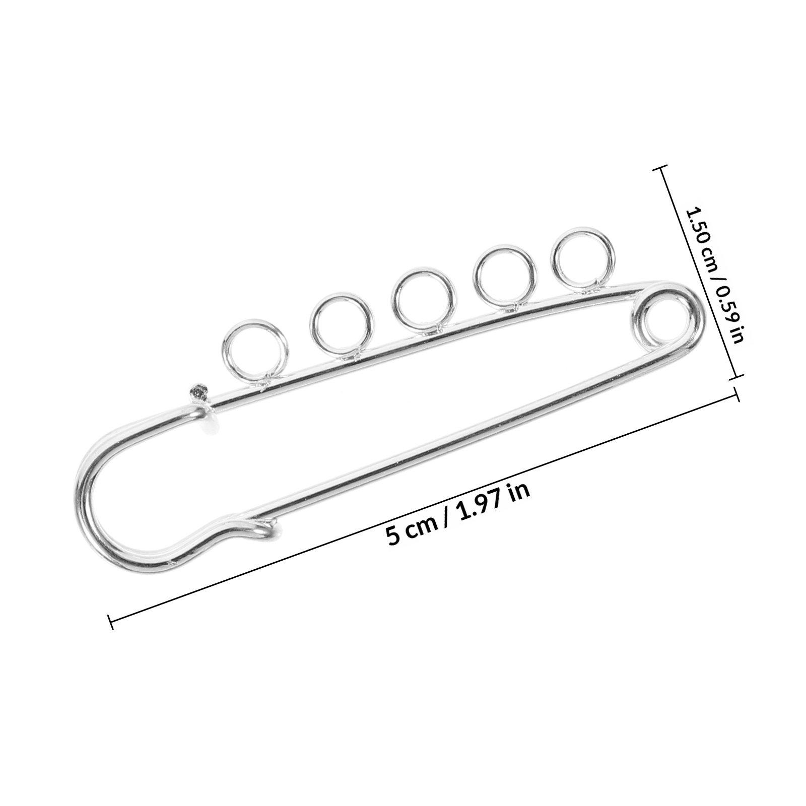 

10Pcs Safety Pins Brooch Findings Metal Needles with Holes DIY Craft Accessories Clothing Fixing Pin Heavy Duty Decorative Pins серебряный