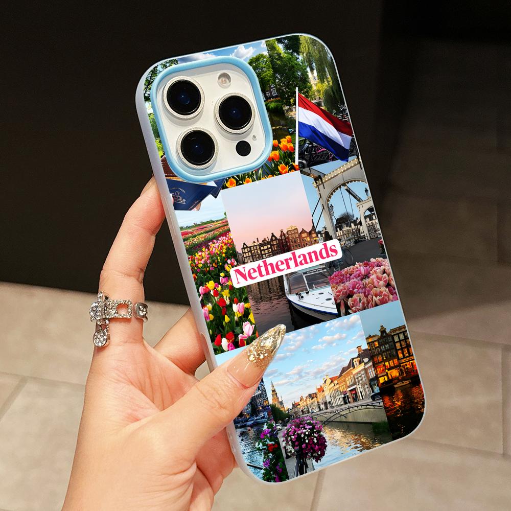 Nederlandse Vlag Jelly Dubbele Laag Lichtblauw Mobiele Telefoonhoesje voor iPhone 17 16 15 14 13 12 11 Air Pro Max Plus
