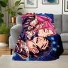 "Vibrant Anime Couple Hug T-Shirt - Cute Manga Lovers Gift Tee"Blanket Lightweight Flannel Throw Blanket for Sofa, Bed, Travel, Camping, Liv