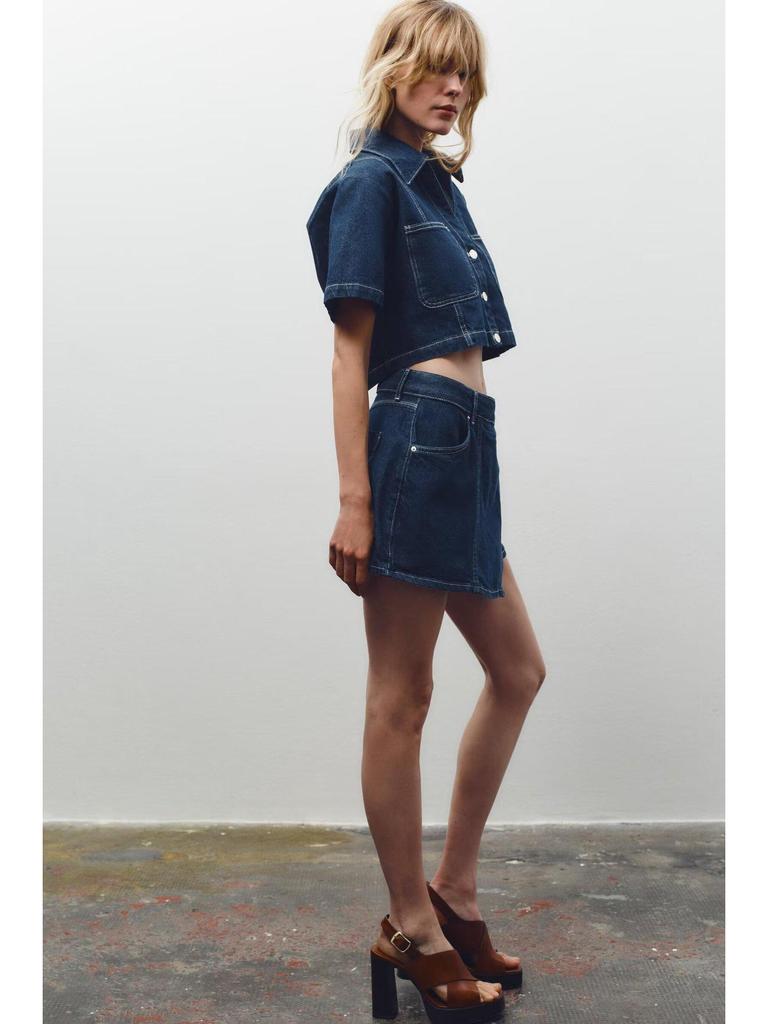 Spring 2025 Women's High-Waist Slim Denim Set with Pocket Embellished Shirt