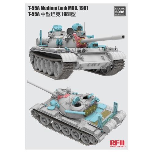 Ryefield Models 1/35 Scale T-55A Medium Tank Mod. 1981 with Working Tracks Plastic Model Kit RFM5098