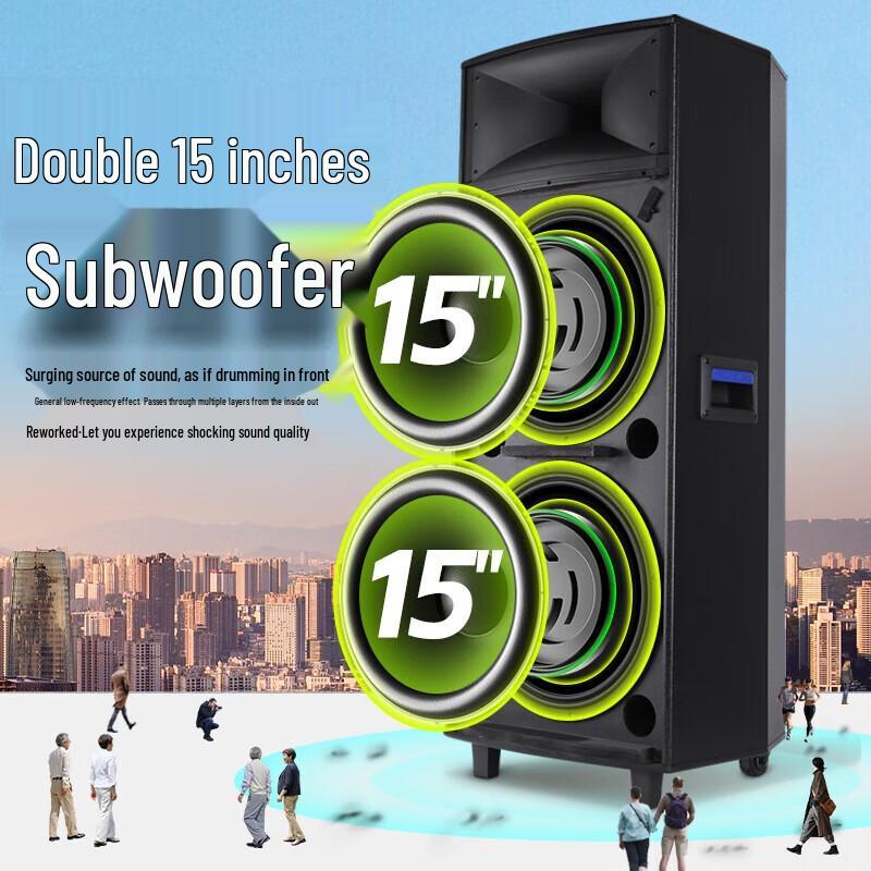 SAST ST-1507 Dual 15-inch Outdoor Trolley Speaker with Dual Microphones