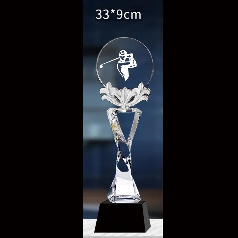 Customized High-End Golf Crystal Trophy, Souvenir, Home Decoration, Creative Metal Commemorative Rod, One Hole Award, 1Pc