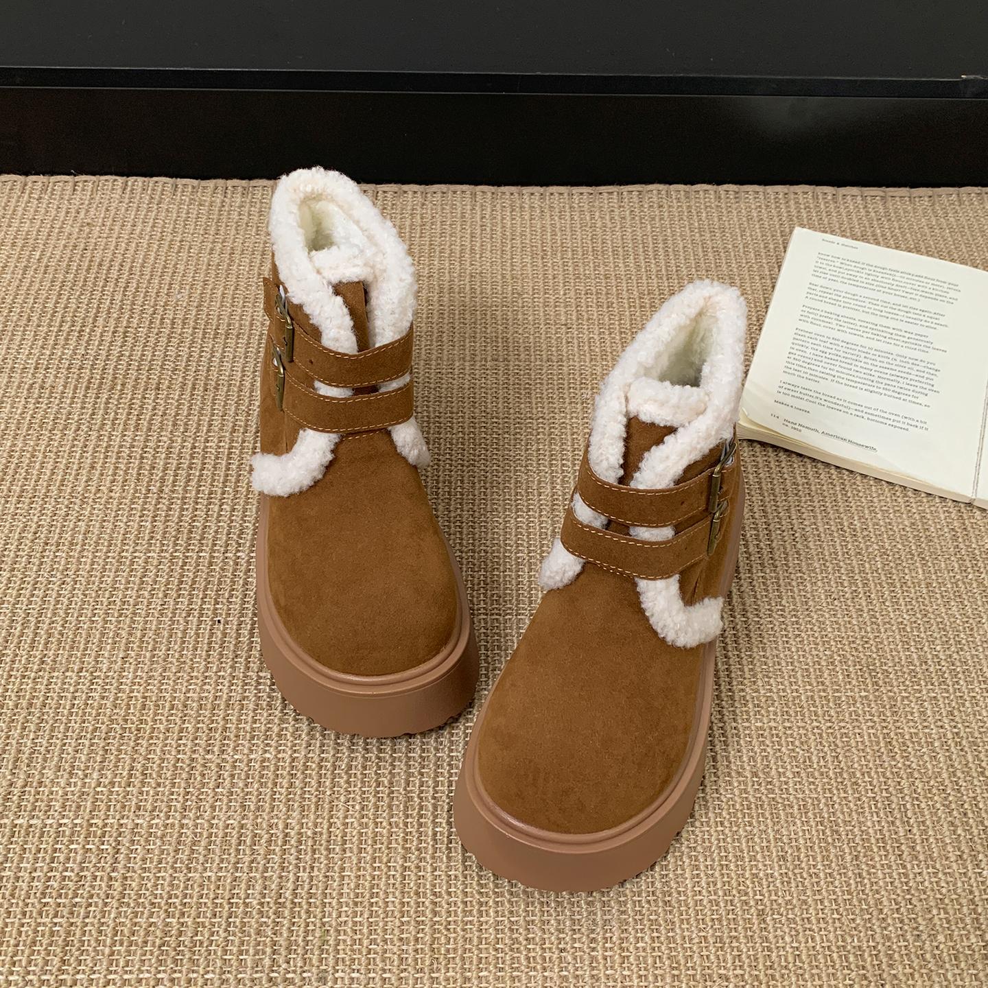 

Winter Warm Cotton Women Snow Boots Height Increase Shoes Female Punk Platform Thick Sole Short Booties De Muje 35