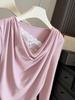 Spring Sweet Lace Patchwork One-Shoulder Slimming Long Sleeve T-Shirt Top