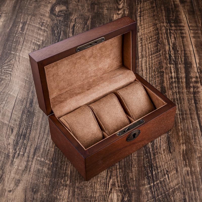 European-Style Wooden Watch Storage Box with Lock - Mechanical Watch, Bracelet & Jewelry Organizer Display
