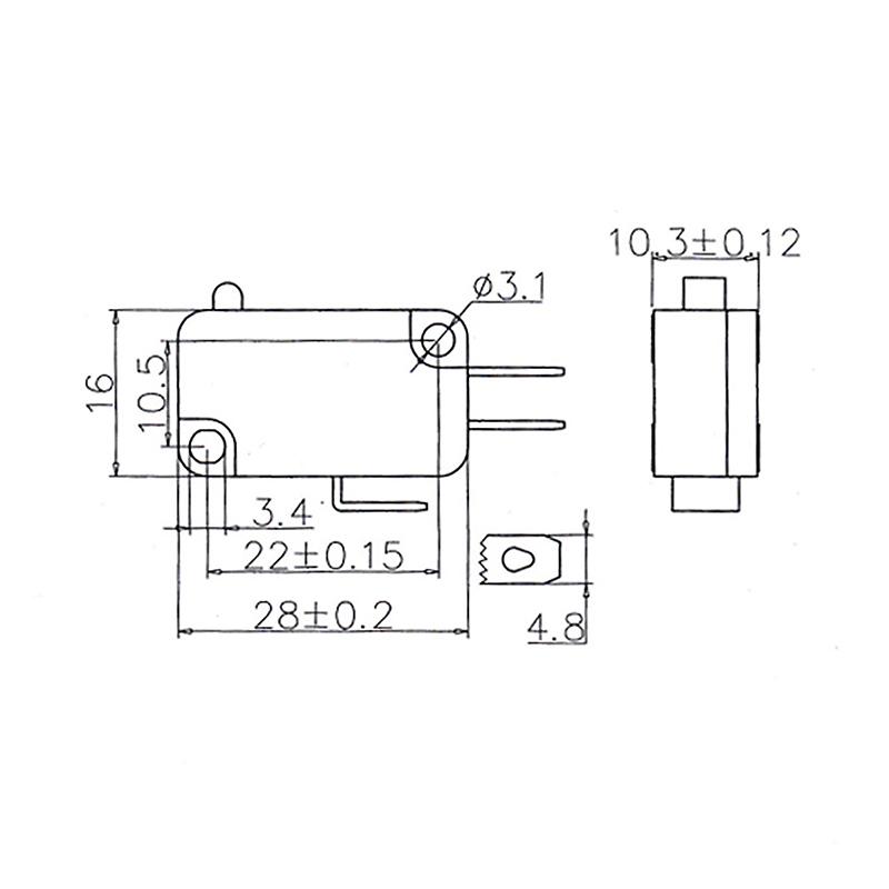 2ks Automatický reset Mikrokoncový spínač Výměna Kw7-0-A Ac125V/250V 16A Stříbrný kontakt omezovač ohřívače vody