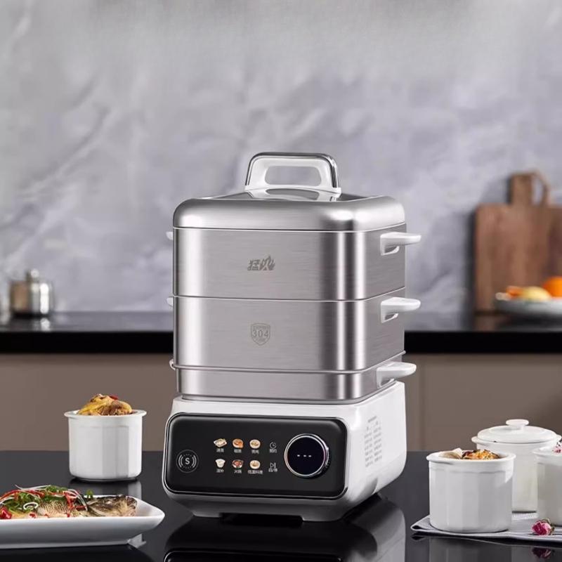 220V Electric Steamer Multi-functional Household Stainless Steel Integrated Pot Multi-layer Large-capacity Steamer