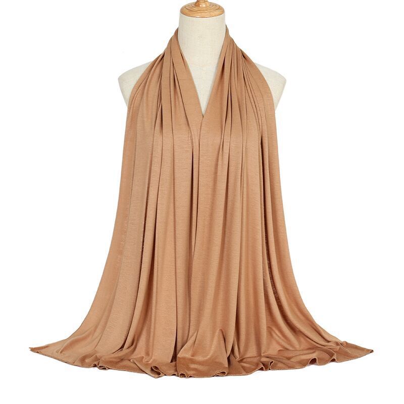 Ramadan Modal Cotton Jersey Hijabs For Woman Long Muslim Scarf Shawl Plain Soft Turban Tie Head Wraps For Women Islamic Clothing