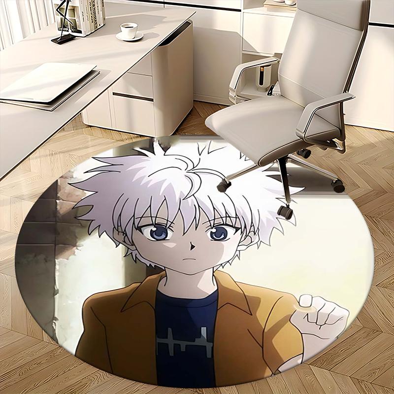 1pc Anime Cartoon Design Round Carpet - Office Chair Mat, Non-Slip Rug for Home Decor, Suitable for All Seasons, Perfect Gift for Anime Lovers.W016