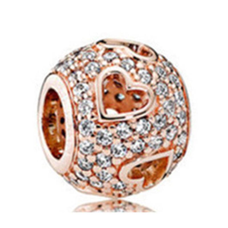 Rose Gold Large Hole Loose Beads Pendant For DIY Pulsera Necklace Accessories Women Fine Jewelry Gifts