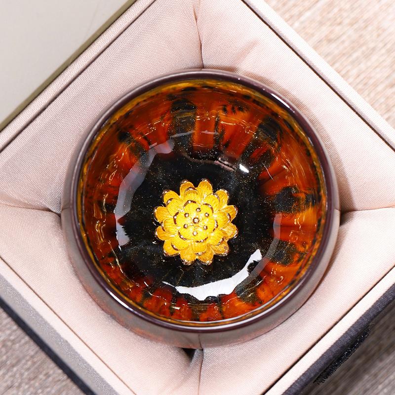 Inlaid Silver Kiln Glaze Master Cup Ceramic Teacup Kung Fu Tea Set Sterling Silver Tea Cup Jianzhan Master Cup Single Cup Tea Bowl