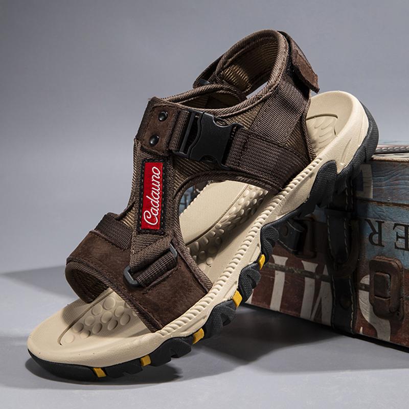 Men s Sandals Summer Roman Sandals Soft Beach Casual Shoes Leather Sandals Outdoor Classic Flats Antiskid Casual Sport Sandals 38