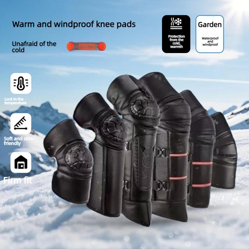 Winter protective electric vehicle knee pads, warm, thick, fleece-lined, windproof, unisex, long and medium motorcycle knee pads