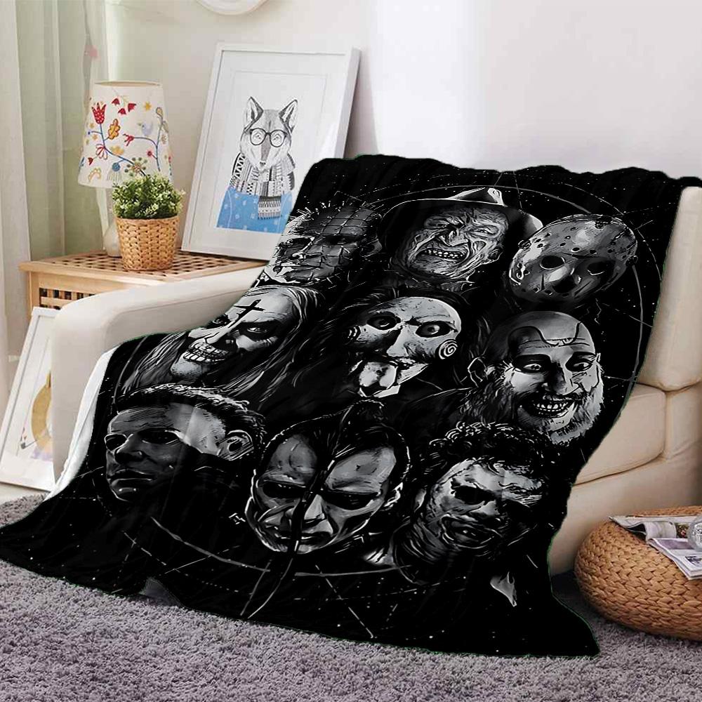 Horror Icons Collage Flannel Blanket Super Soft Warm Cozy Blanket For Sofa Bed Office Travel Allseason Home Decor Gift