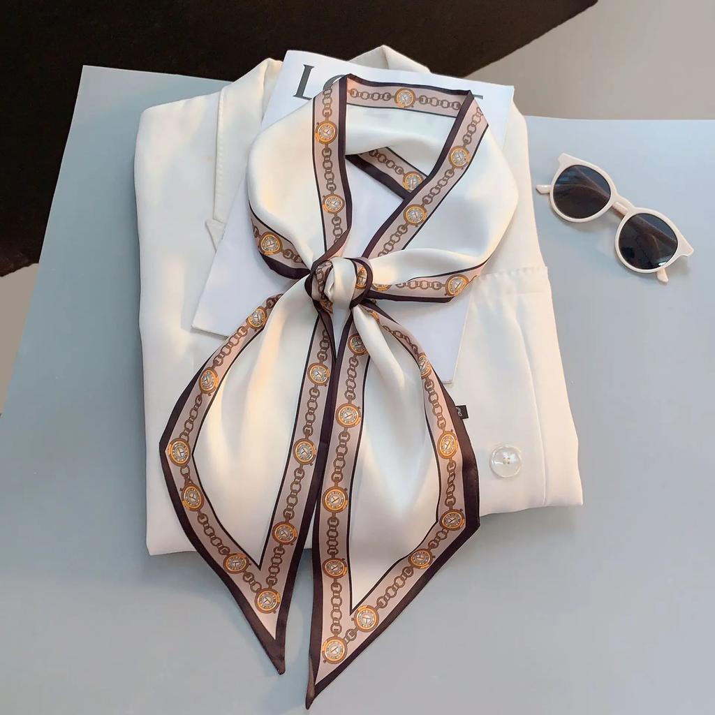 Vintage Horse Print Long Hair Band Ribbon For Women Silk Hair Accessories Trend Girl Bow Scarf Headband Hair Tie