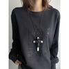 and American Style Minimalist Ins Style Heavy Industry Cross Pendant Necklace Female Niche Personality Easiest for Match Clavicle Chain Accessories