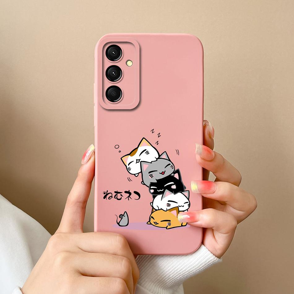 For Samsung Galaxy M35 5G Case Cute Cat Full Coverage Phone Shell For Samsung M 35 Anti Drop Soft Liquid Silicone Back Covers