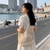 Korean Chic Crochet Mesh Shoulder Bag – Women’s Hand-Knitted Large Tote for Summer Beach