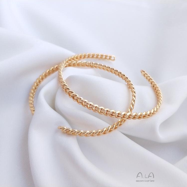 14K Gold-Filled Color-Preserving Gold Chain Bangle - Simple, Luxurious, DIY Open Circle Design.