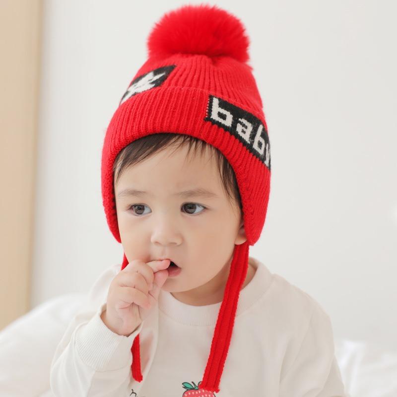 Winter Warm Children's Hat Outdoor Windproof Plus Inner Baby Wool Hat Boys and Girls Cute Ear Protection Knitted Hat