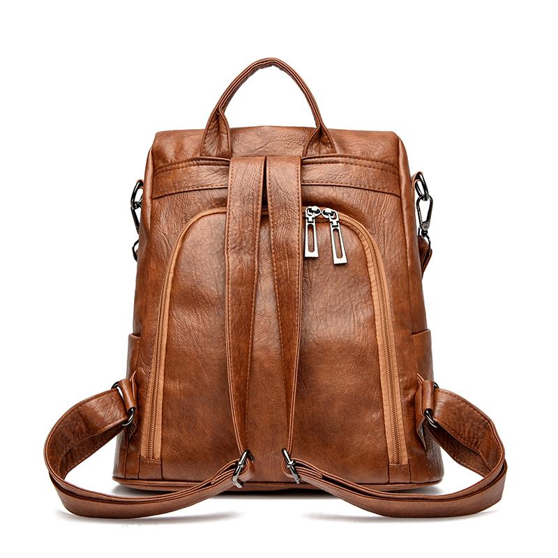 Rucsac mic de damă, de mare capacitate, cu mai multe straturi, din piele moale