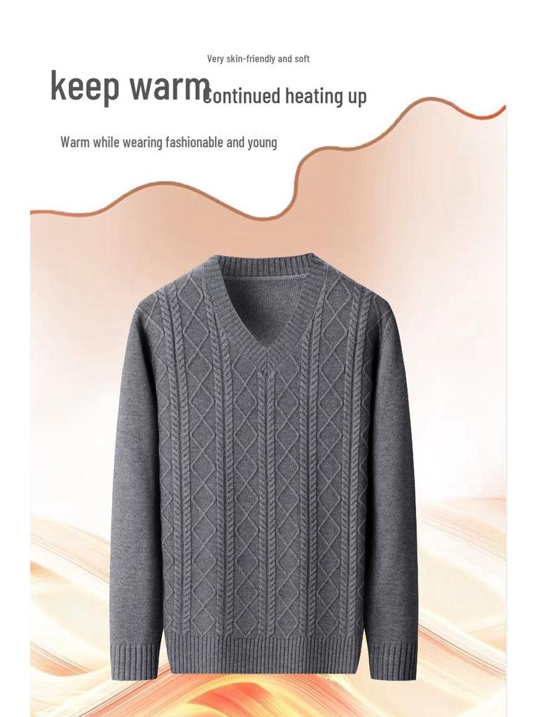Men's Winter Thick V-Neck Knitwear: Warm, Comfortable, Stylish