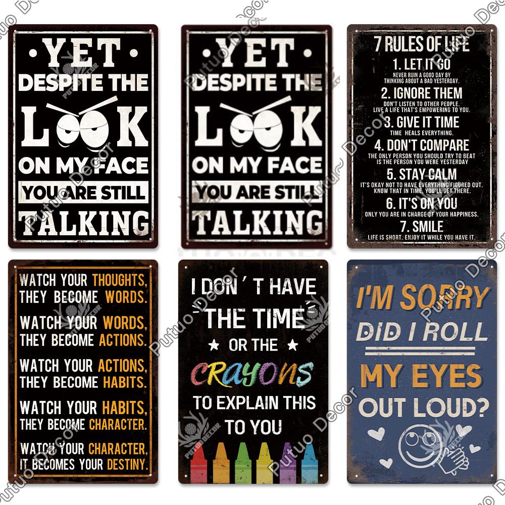 Putuo Decor Funny Sarcastic Vintage Posters Tin Signs Retro Plaque Metal Plate Wall Art Decor for Home Living Room Unique Gift