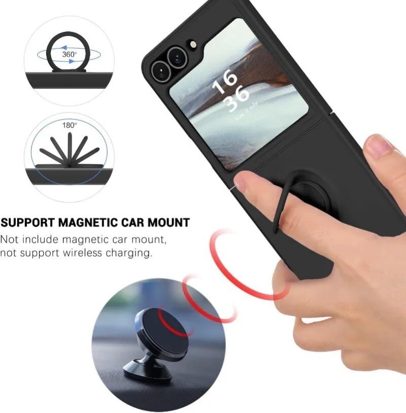 For Samsung Z Flip 7 Case Ring Holder Magnetic Liquid Silicone Cases for Samsung Galaxy Z Flip 3 5 6 ZFlip 4 ZFlip5 Soft Cover