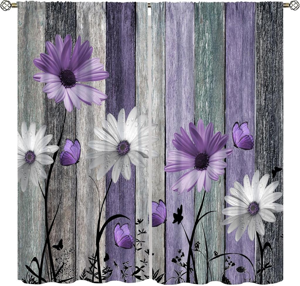 Birds Bible Verse Kitchen Curtains, Christian Rustic Flower Cross Scripture Quote Hummingbird Window Drapes For Bedroom