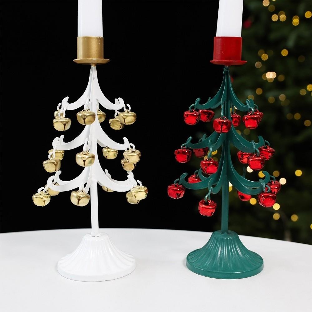 Iron Art Christmas Tree Bell Candlestick Vintage Candle Holder Christmas Decoration