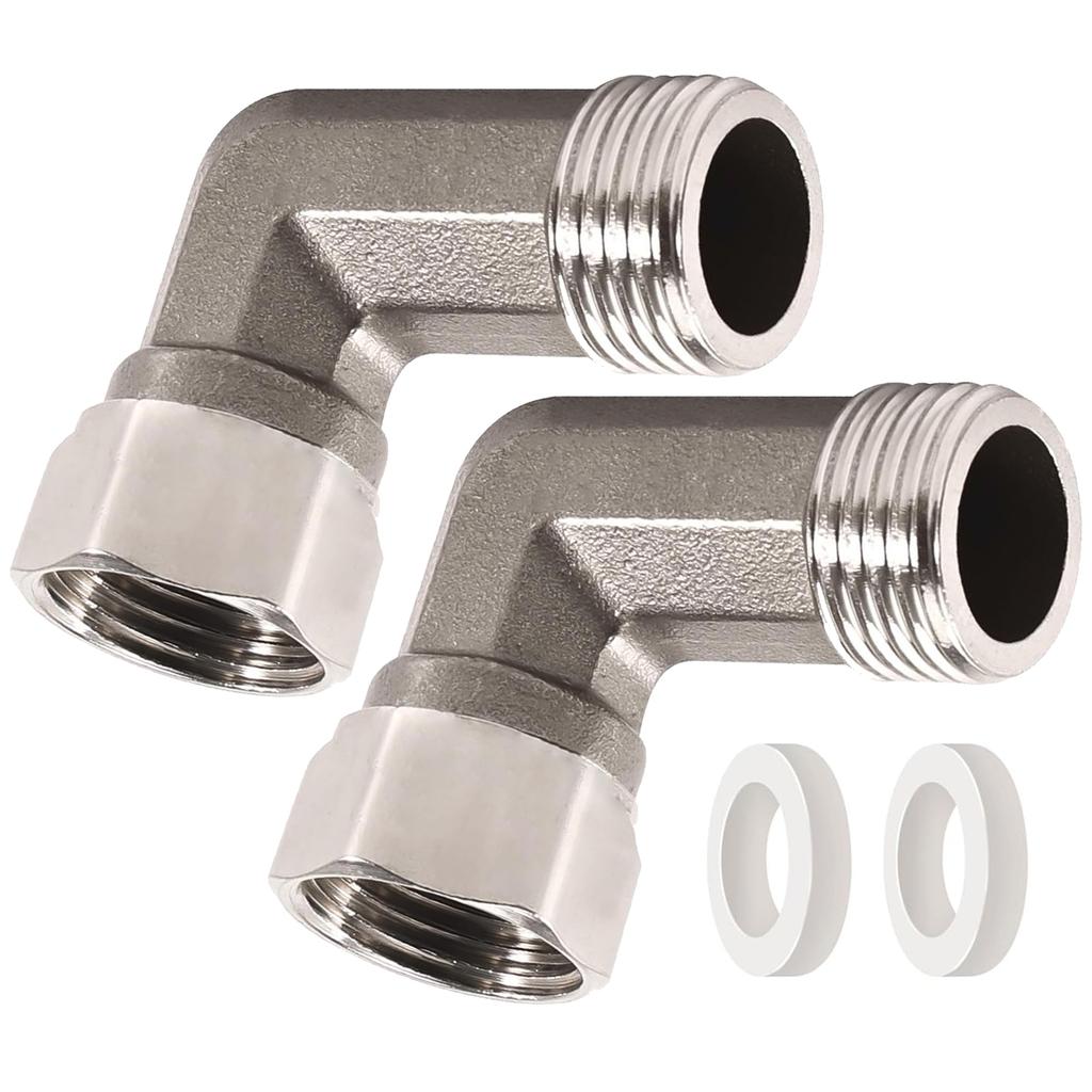 Pack of 2 Stainless Steel Materials 90 Degree Point Fitting 1/2Inch Male To Female Thread For Water Installations
