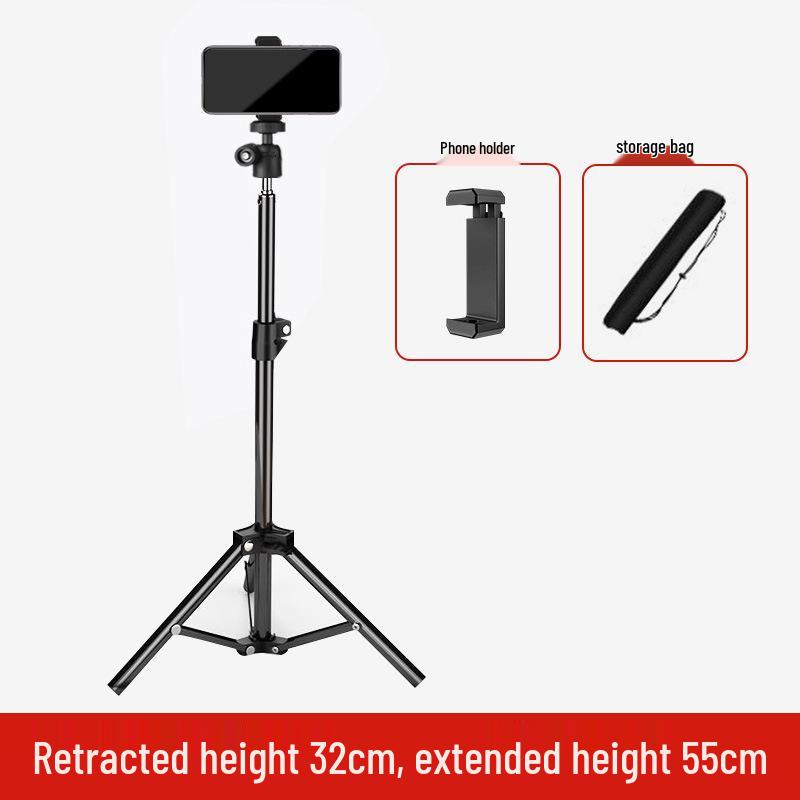 Rotating Floor-Standing Tripod with Fill Light for Mobile Live Broadcasting and Selfie