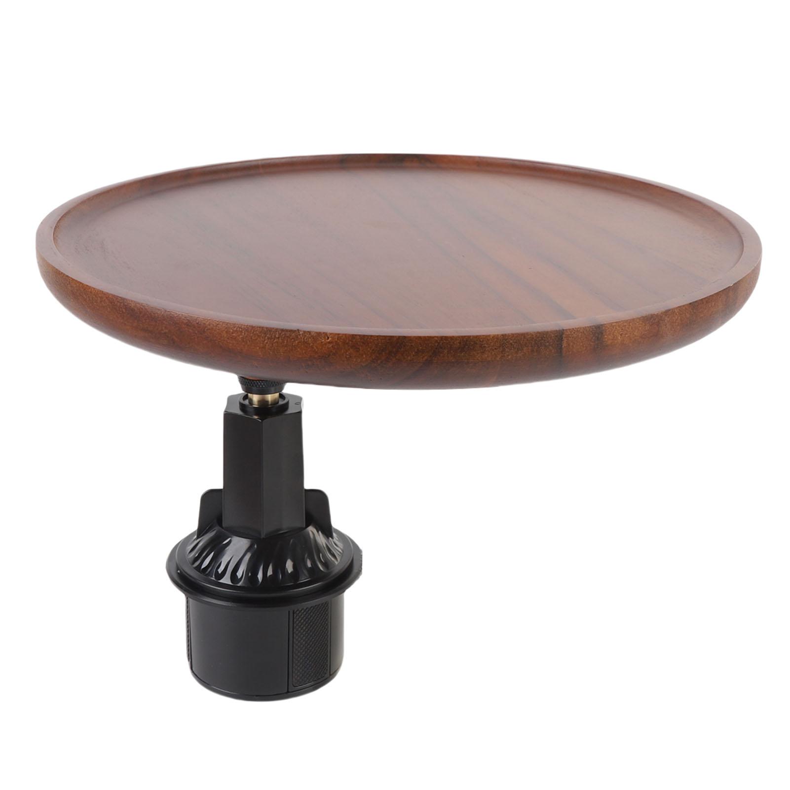 

Вращающийся на 360 градусов поднос-подстаканник для автомобиля с силиконовой подкладкой, деревянный подстаканник, столик для еды для большинства передних подстаканников