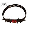 Protection Amulet Jewelry Gothic Bat Leather Choker Necklace, Devil Eyes Collar Necklace for Women Style Men, Adjustable Wing Clavicle Halloween Party