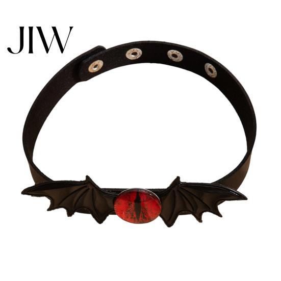 Protection Amulet Jewelry Gothic Bat Leather Choker Necklace, Devil Eyes Collar Necklace for Women Style Men, Adjustable Wing Clavicle Halloween Party