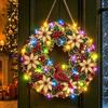 DIY Heimurlaubsdekoration Acryl Weihnachten Kunstperlen Aufhänge-Set, Beleuchteter Kranz 3D Perlen Bastelmalerei Set Kit mit LED-Lichterkette,