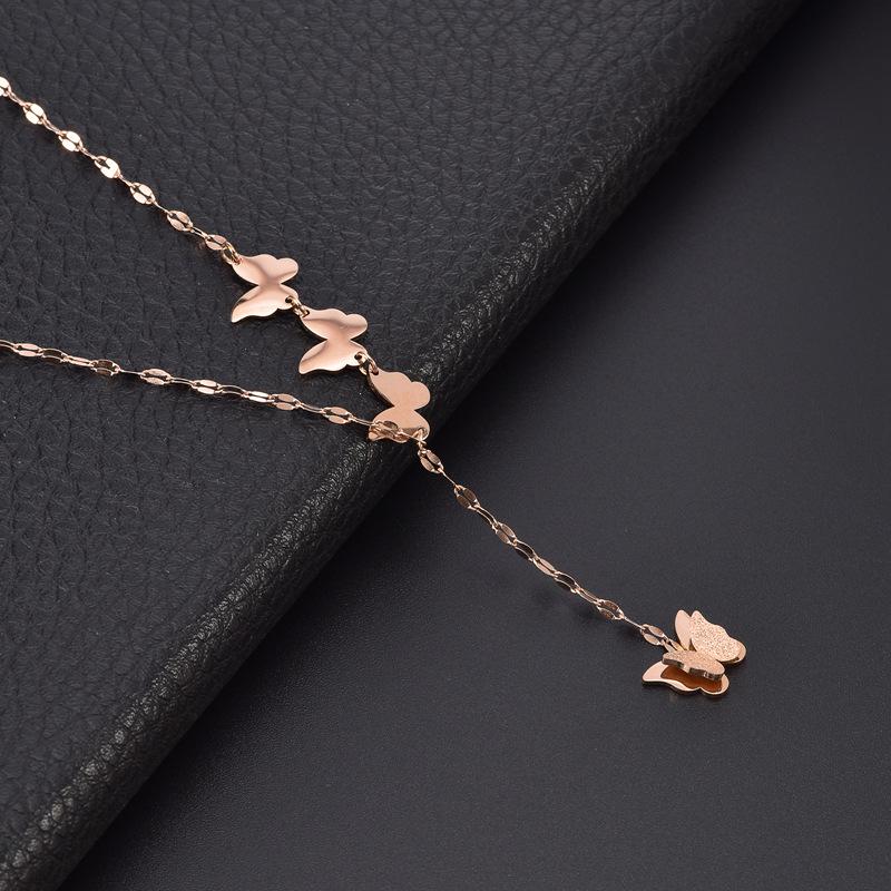 Mori-Style Titanium Butterfly Pendant Necklace for Women - High-End Fairy Spirit Clavicle Chain Jewelry