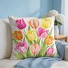 Cushion Cover Tulip Flower Short Plush Soft DoubleSided Printing Pillow Case Cozy Sofa Bedroom Home Decor Gift