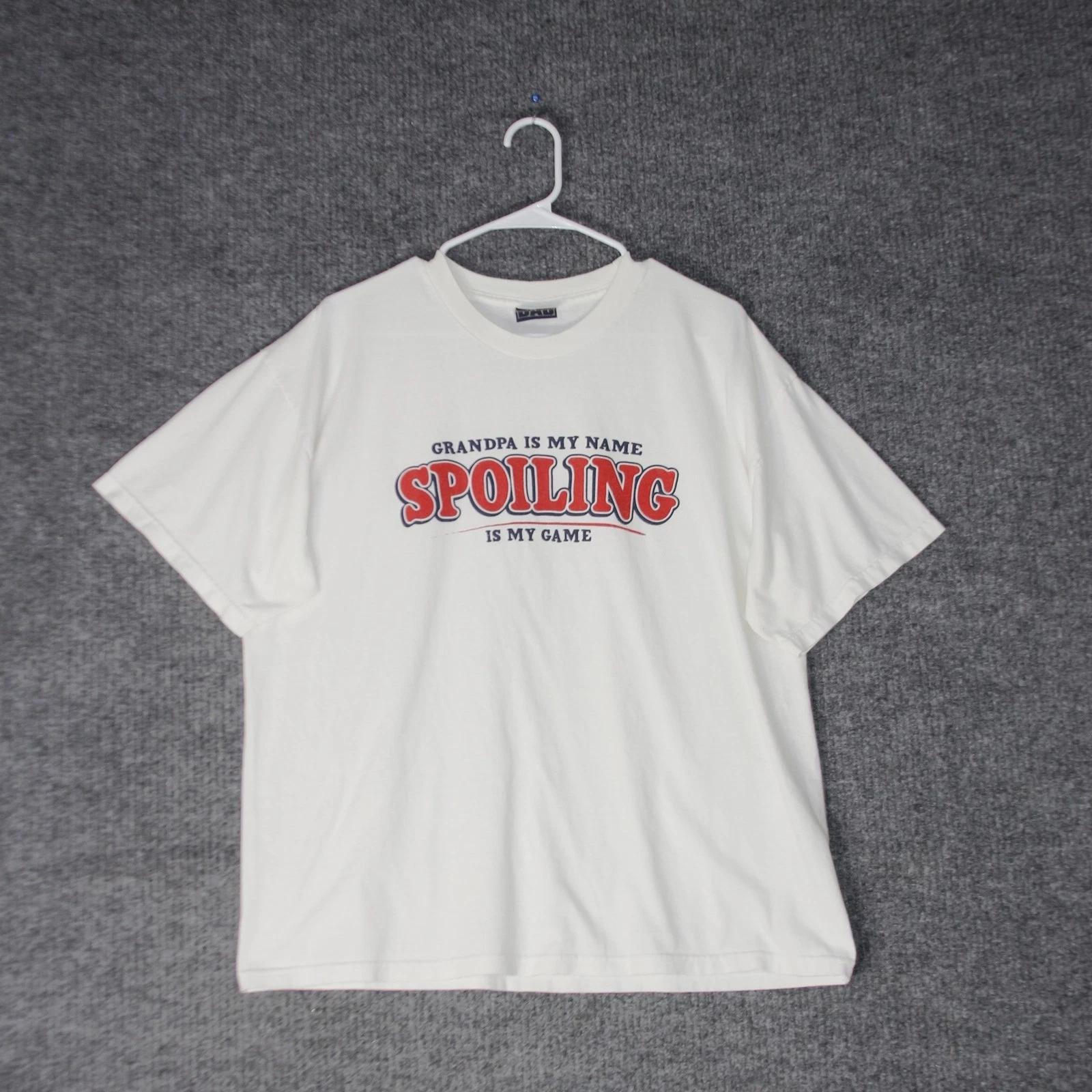 

World s Greatest Dad Grandpa Is My Name Spoiling Is My Game Shirt Mens XL White L