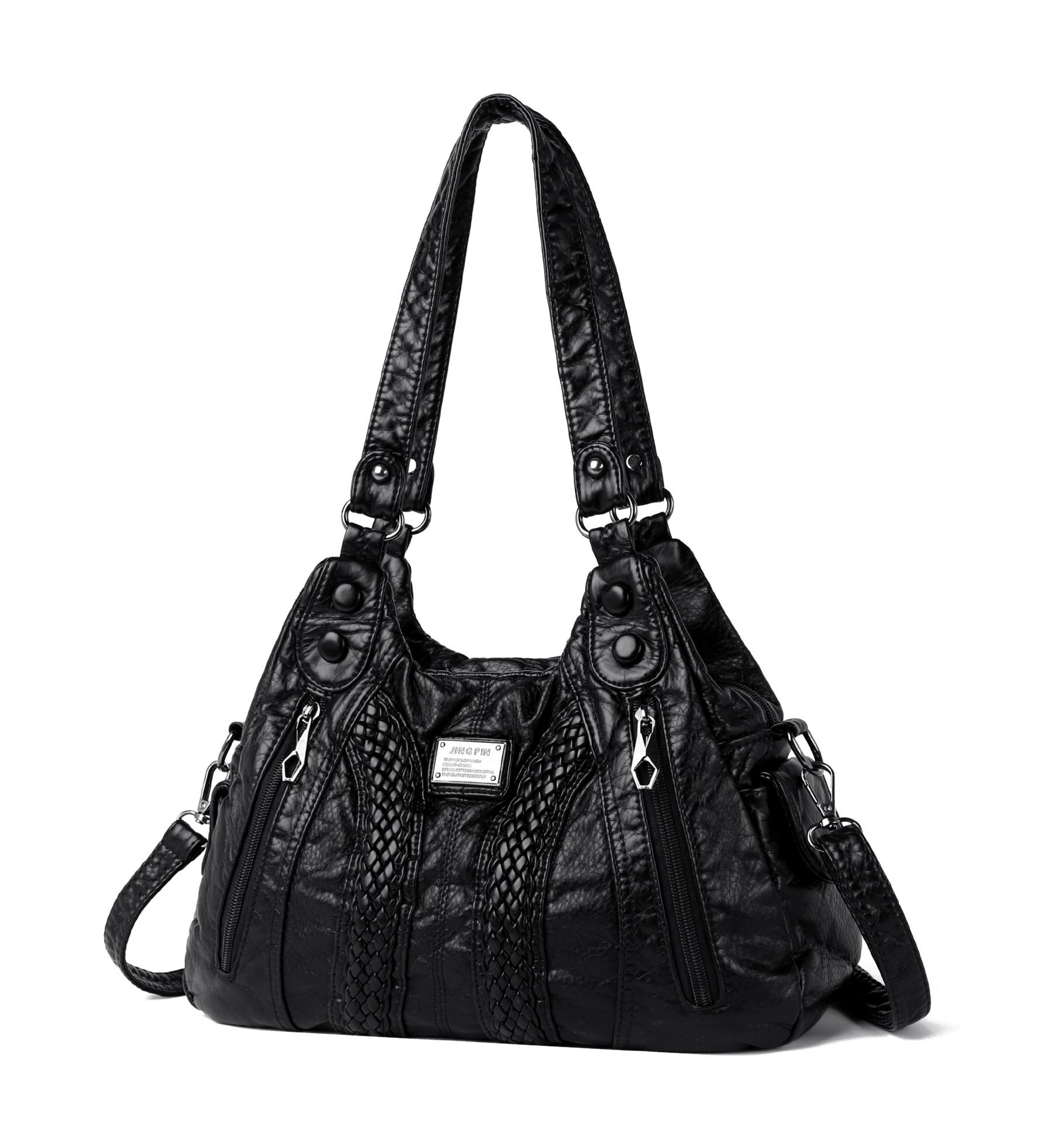 

Роскошные дизайнерские женские кожаные сумки через плечо, повседневные сумки кроссбоди с несколькими карманами, вместительные сумки 31x11x25cm чёрный