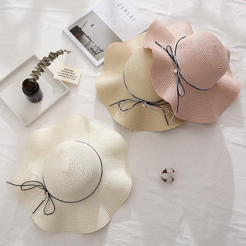 Summer Women's Small Fresh Butterfly Bow Beach Straw Hat, Adjustable Sun Hat, Holiday Outdoor Sunshade Headwear.