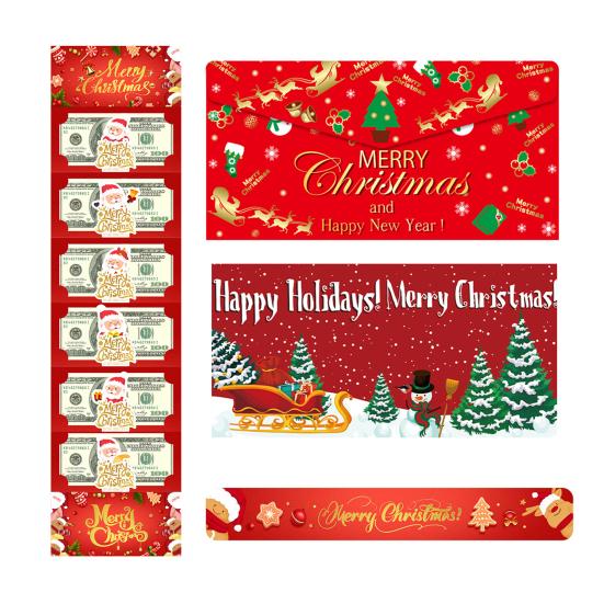 Christmas Cash Gift Envelopes 6 Slots Surprise Christmas Money Envelope for Cash DIY Holiday Money Gifts Card Holder Stocking Stuffers